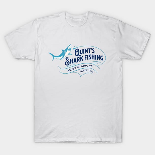 Quint's Shark Fishing - Amity Island T-Shirt by BodinStreet